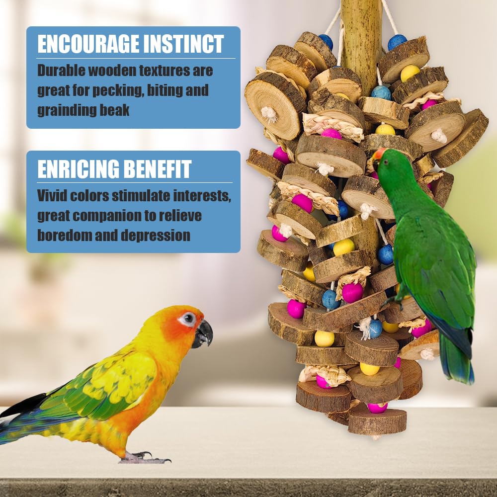Extra Large Bird Parrot Toys- 19.7 inch Multicolored Natural Wooden Block Parrot Chewing Toy Suggested for Macaws cokatoos, African Grey and a Variety of Amazon Parrots. (Large Size) - image 7