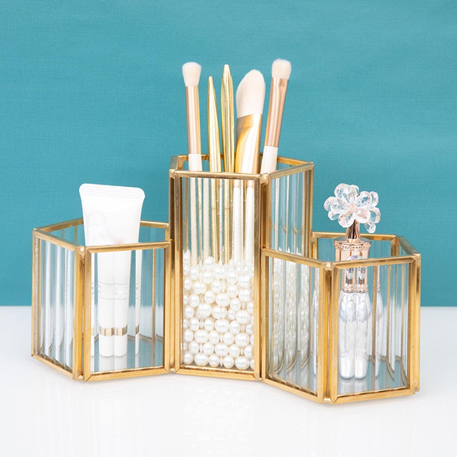 LOOM TREE® Storage Organizer Combination Designs Cosmetic Brush for Lipsticks Eyeliners Striped Three Grid | Household Supplies & Cleaning | Home Organization | Storage Boxes 4