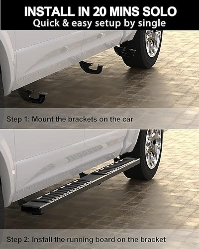 Miniatura 7 de KYBOLT Estribos de 6.3 pulgadas compatibles con Chevy SilveradoGMC Sierra 1500 2500HD 3500HD 2020-2023 1500 Crew Cab (4 puertas de tamaño completo),