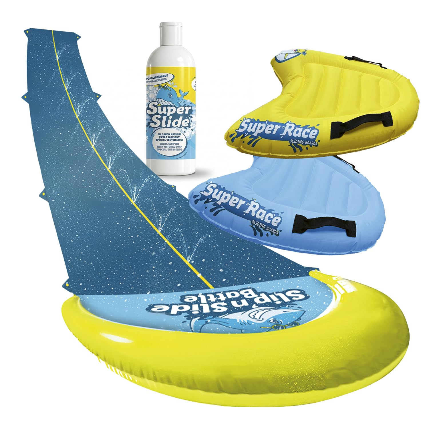 Slipn'Slide 10 Meter XXL Pack | 1 Double Track Sliding Mat 10 Meters + 2 Bodyboards for Better Gliding + 1 Extra-Slippy Natural Soap | Slip and Slide Water Game for Kids & Adults | OriginalCup โ image 1