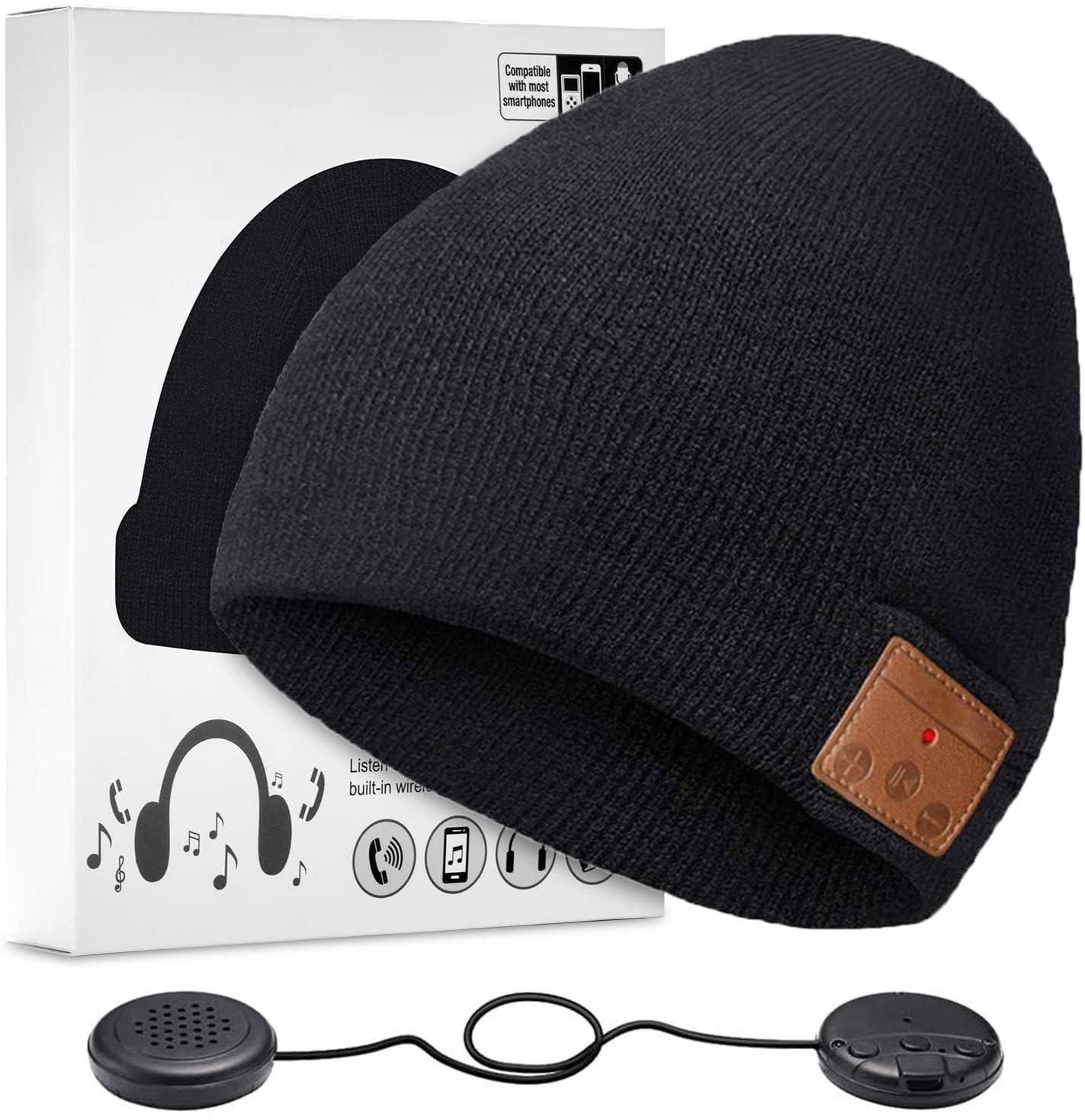 ZRUHIG Bluetooth Beanie Hat, Bluetooth Winter Music Hat Knit Running Cap Men with Stereo Speakers Wireless Hats Unique Gift for Women/Men(Black01)