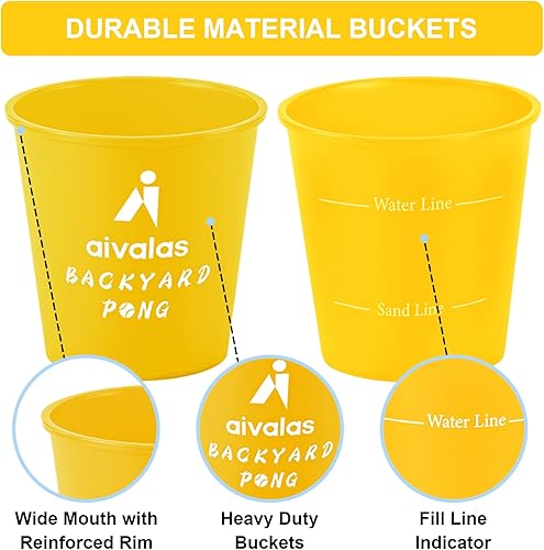 Miniatura 10 de Yard Pong Outdoor Games, Giant Yard Games Set with 12 Buckets and Balls for Adults and Family, Toss Game Throwing Games for Beach, Camping, Lawn and