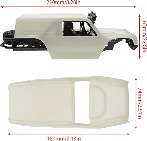 Miniatura 3 de MEUS RACING MB24 SCX24 Cuerpo 5.2in 132MM Cuerpo Shell ABS+Chasis de fibra de carbono de nylon para 124 Axial SCX24 Bronco JLU B-17 C10-(color