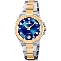 Festina Orologio Donna Analogico Acciaio Inossidabile 316L Multi – Quarzo – Vetro minerale alta resistenza – Impermeabile 5 ATM – Data F20702, 3 – Mademoiselle