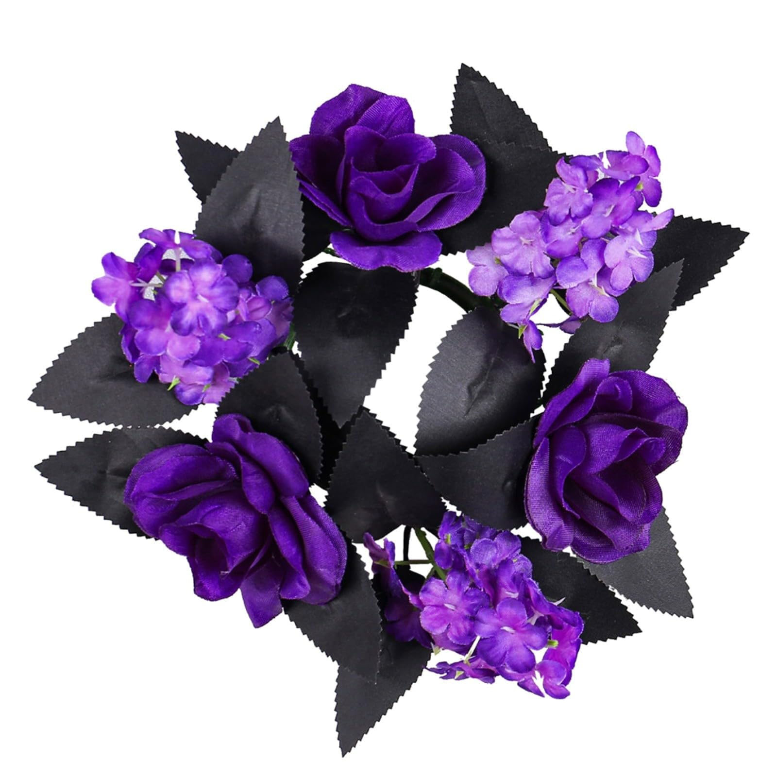 Tsophreniq Halloween Wreath Decoration with Mysterious Roses Faux and Antique Metal Embellishments Metal Halloween Wreath Decoration