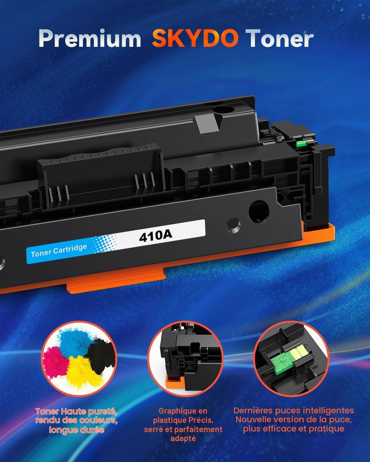 Toner 410A Compatible pour HP 410A CF410A Toner 410X CF410X pour HP Color LaserJet Pro MFP M477fdw M477fnw M477fdn M377dw M452dn M452nw M452dw M477 M452 (CF410A Noir Cyan Jaune Magenta, 4 Pack)