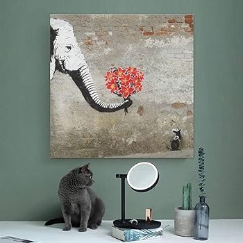 Amazon.co.jp: バンクシー ラブ アートパネル モダンアートゾウ