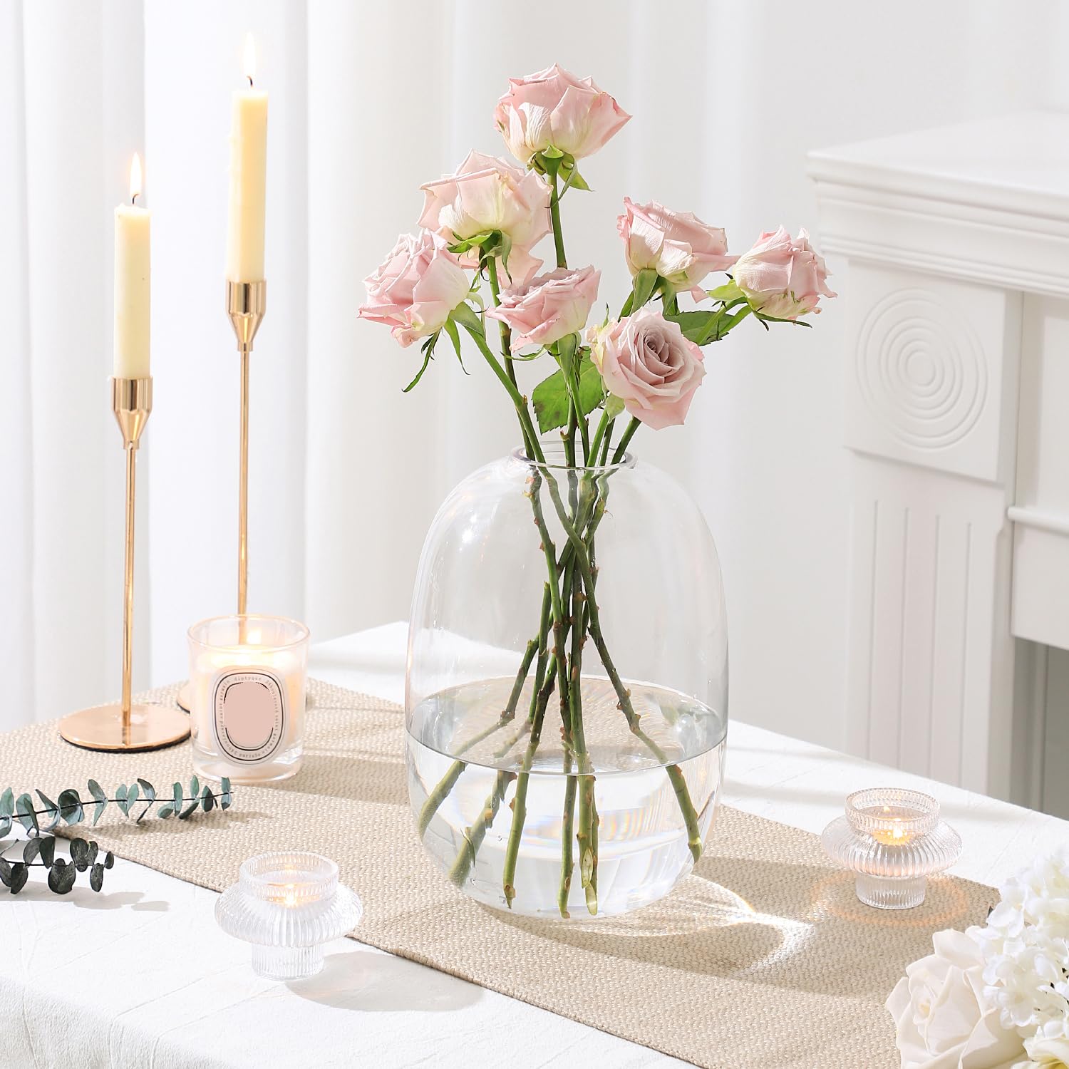 Amazon.com: YANWE1 Large Glass Vase, 10 Inches Tall Glass Vases