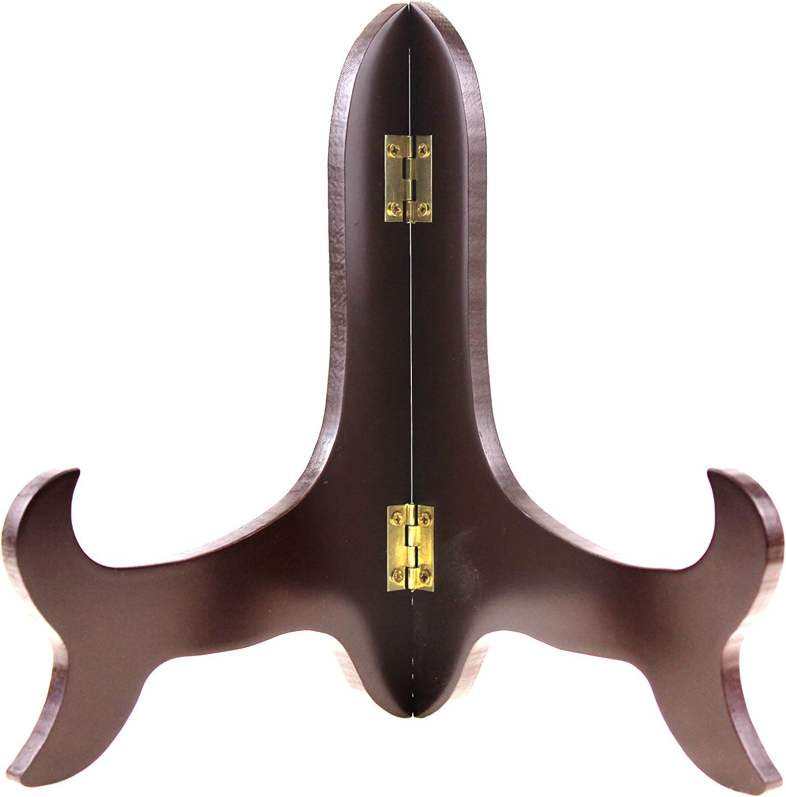 Oriental Furniture Luxury Dark Composite Wood Plate Stand Easel Holder Wooden Display Stand with Brass Hinges for 4 to 15 Inch Plates (8" Suitable 10-11.5 inch Plate)