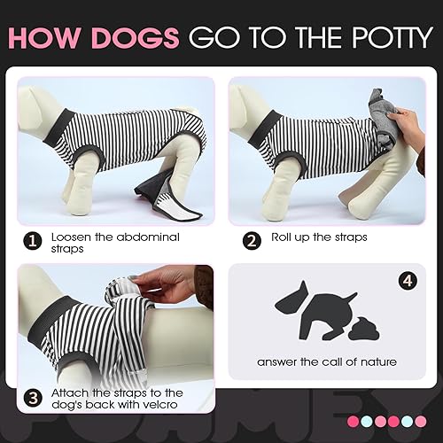Miniatura 14 de Fuamey Traje de recuperación para perros, esterilización, protege la piel, antilamidos, heridas abdominales, mameluco para hembra, macho, cachorro