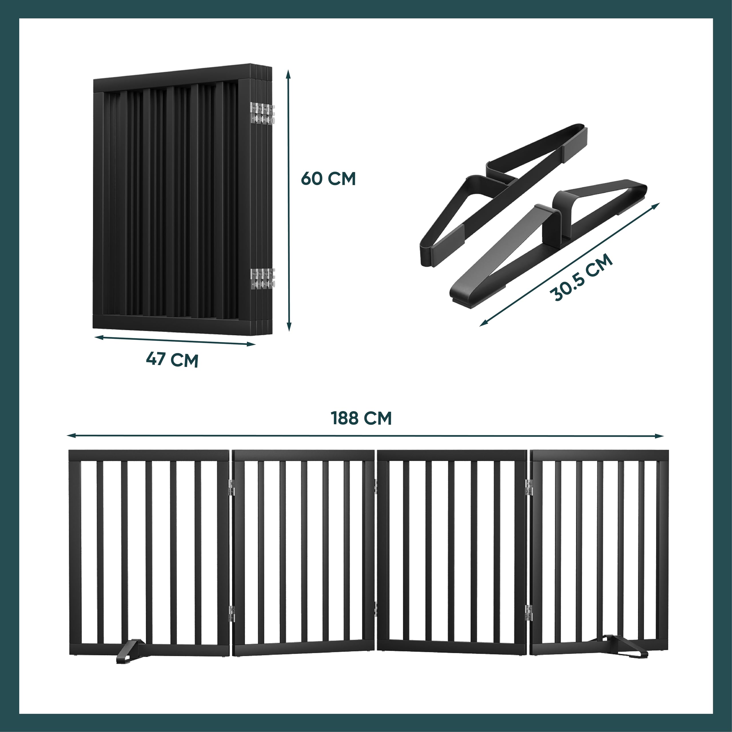 Bambus-Hundegitter 61 cm Höhe 4 Paneele freistehend Haustiergitter für Türen Treppen
