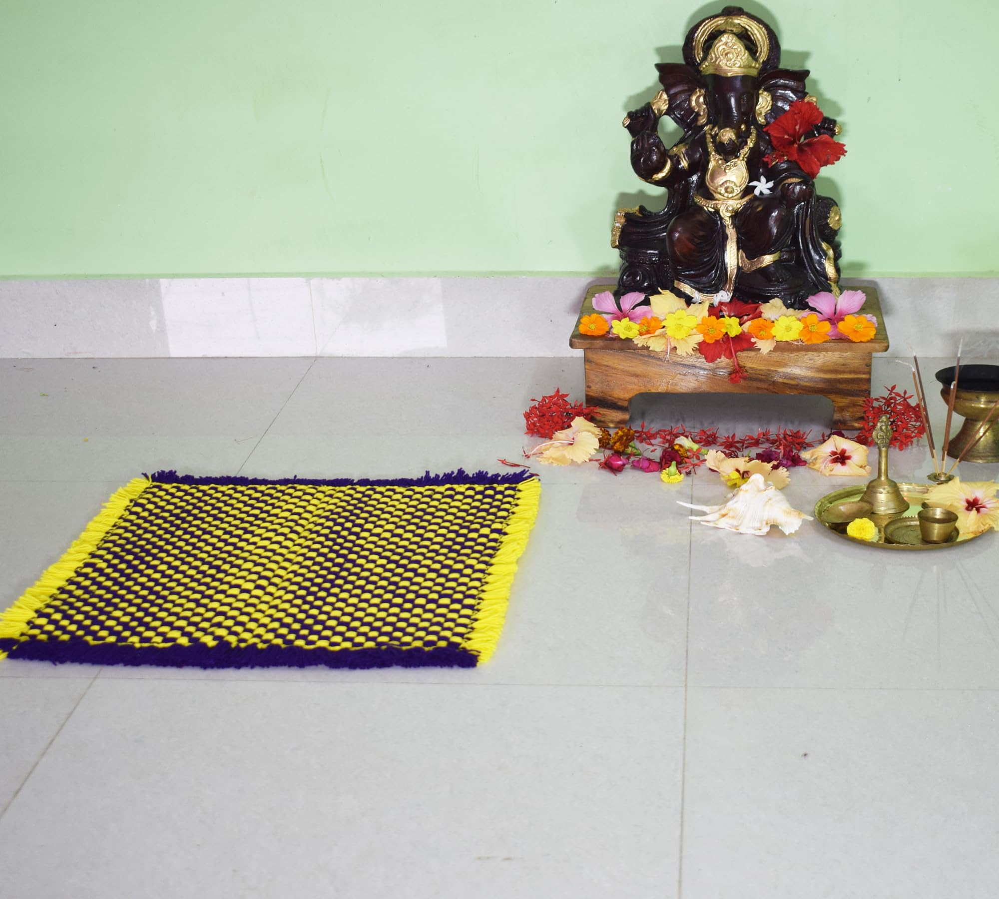 Woolen Puja Mat - Handmade Prayer Mat -2