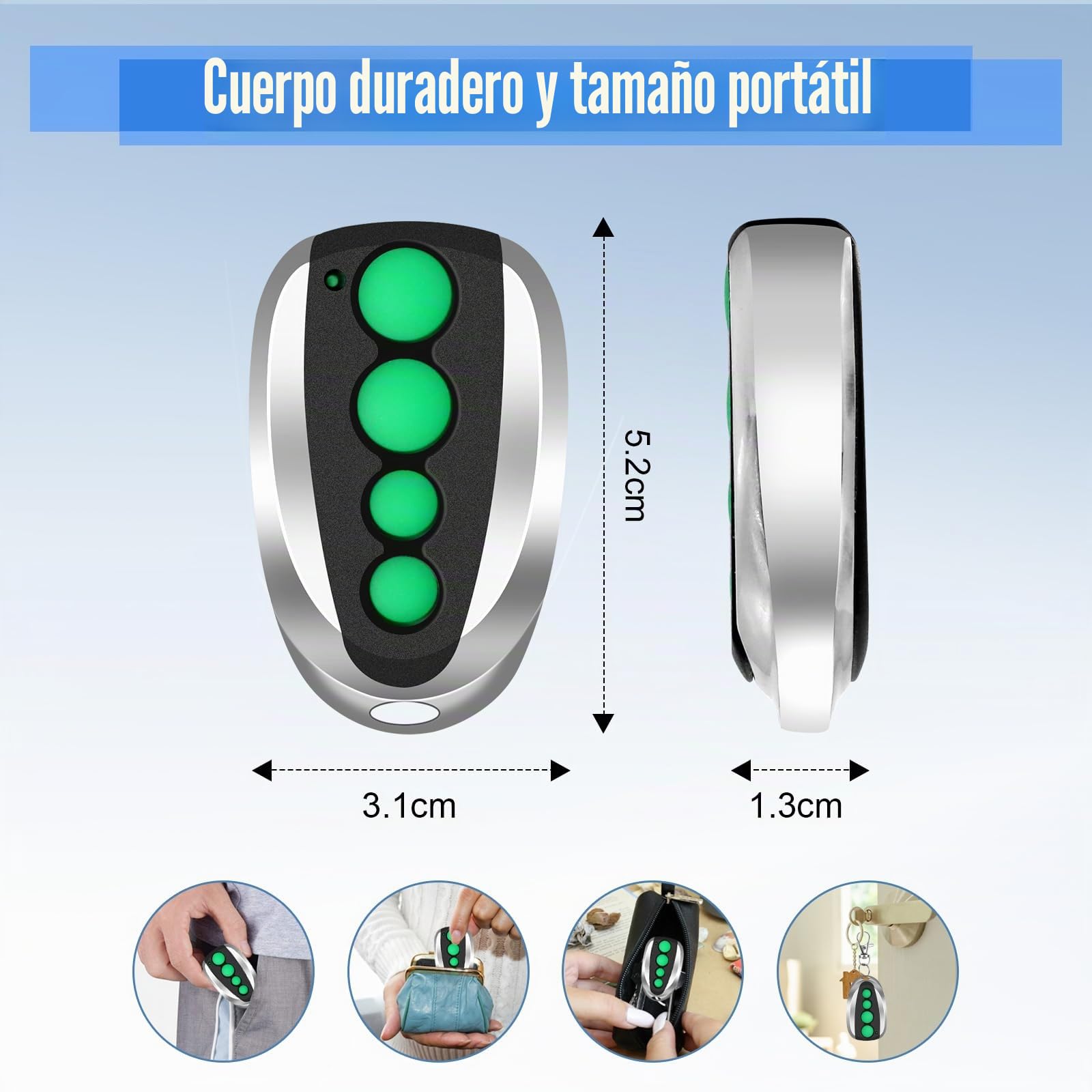 Mando a Distancia Compatible con All TOPENS M12,4 Canales Mando a Distancia de Garaje para automatismo Cancela corredera automatismo para Puerta de Garaje Mando inalambrico transmisores(3 Unidades)