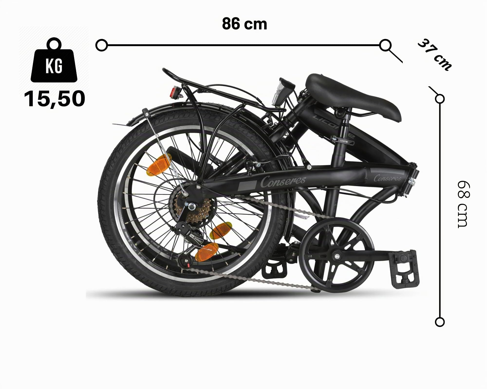 Licorne Bike CONSERES Vélo pliant de qualité supérieure 20" pour homme et femme avec dérailleur à 6 vitesses