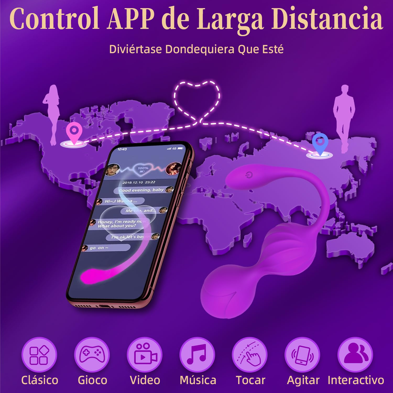 Vibradorador Mujer Juguetes Eróticos para Pareja Sexuales Vibrador Mando Distancia 9 Modos Vibradores Consoladores.. para Mujer con Vibración Vibradorador Clítoris Control Remoto APP Bolas Chinas(Uva)