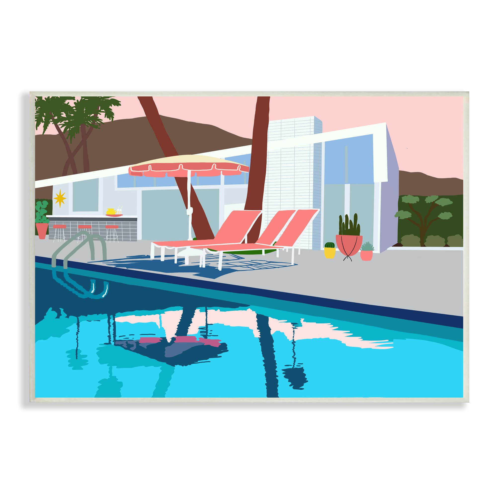 Stupell Industries Modern Tropical Vacation Home Poolside Lounge Chairs, Design by Jen Bucheli