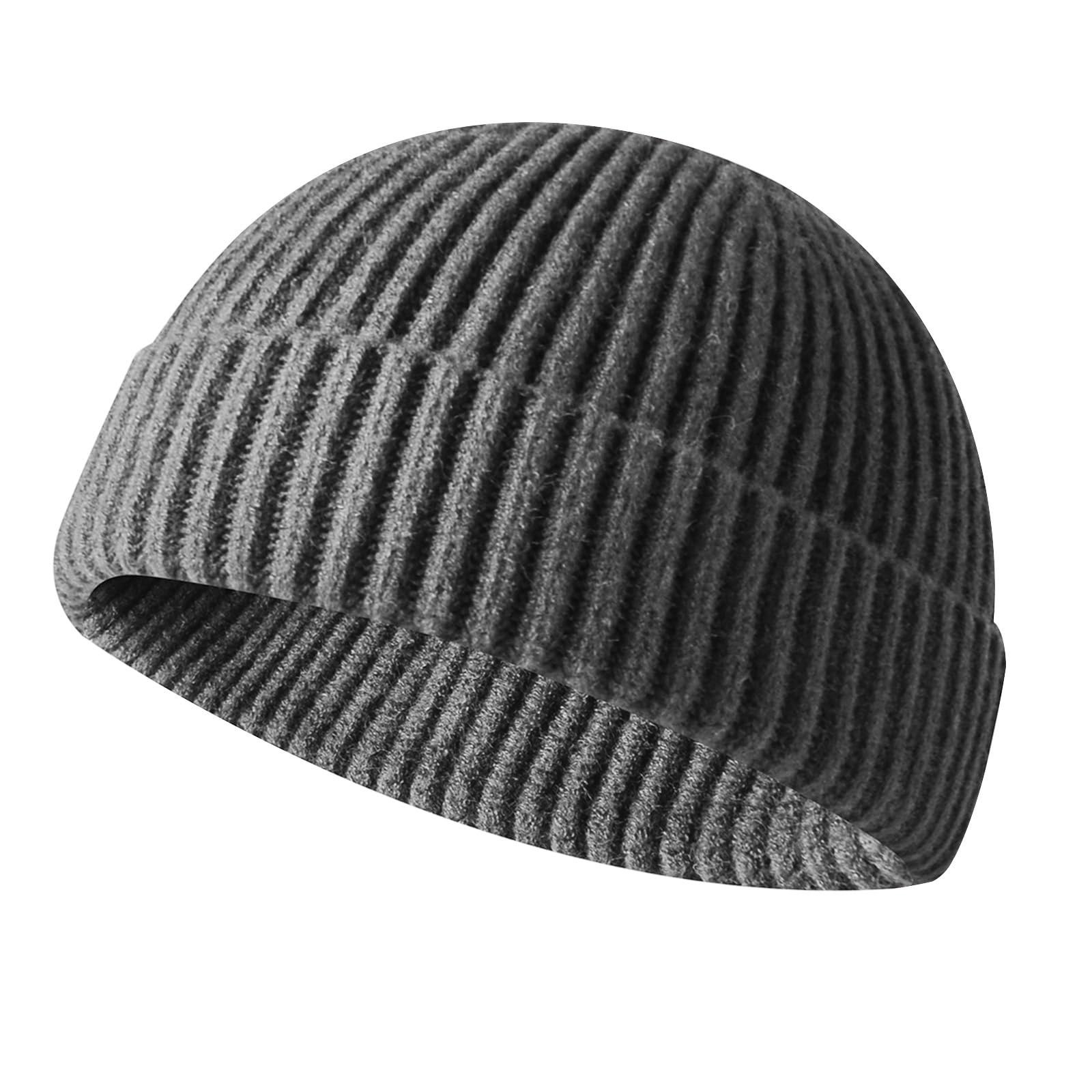 CHATSZ Fisherman Beanie, Trawler Watch Cap Beanie Hat, Knit Warm Winter Skull Cap, Unisex Ski Hat for Men, Winter Hat for Women - Grey