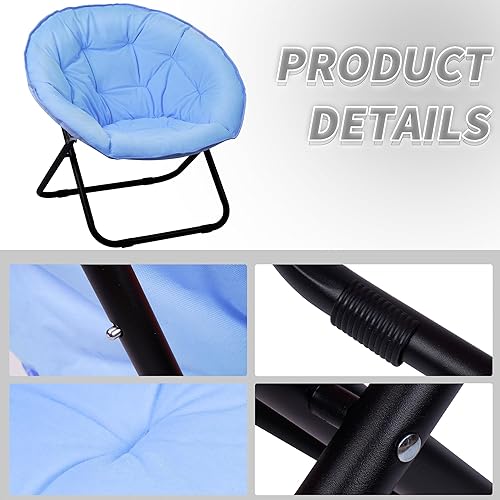 Miniatura 4 de gaildon Silla plegable con platillo de luna, cómoda, acogedora, redonda, de piel sintética, para dormitorio, color azul