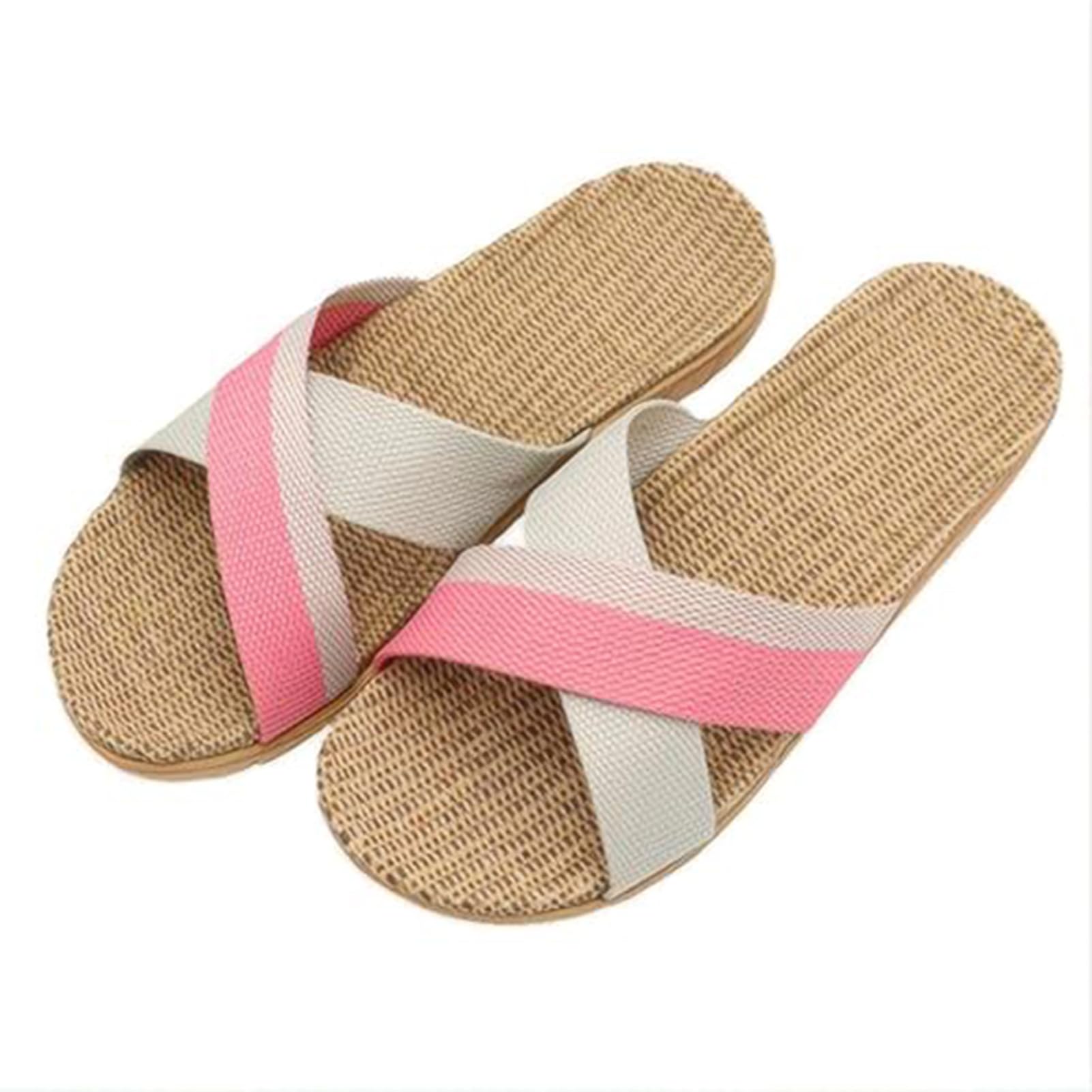 Hwayslon Fashion Unisex Linen Summer Beach Shoes Skidproof Indoor Slippers