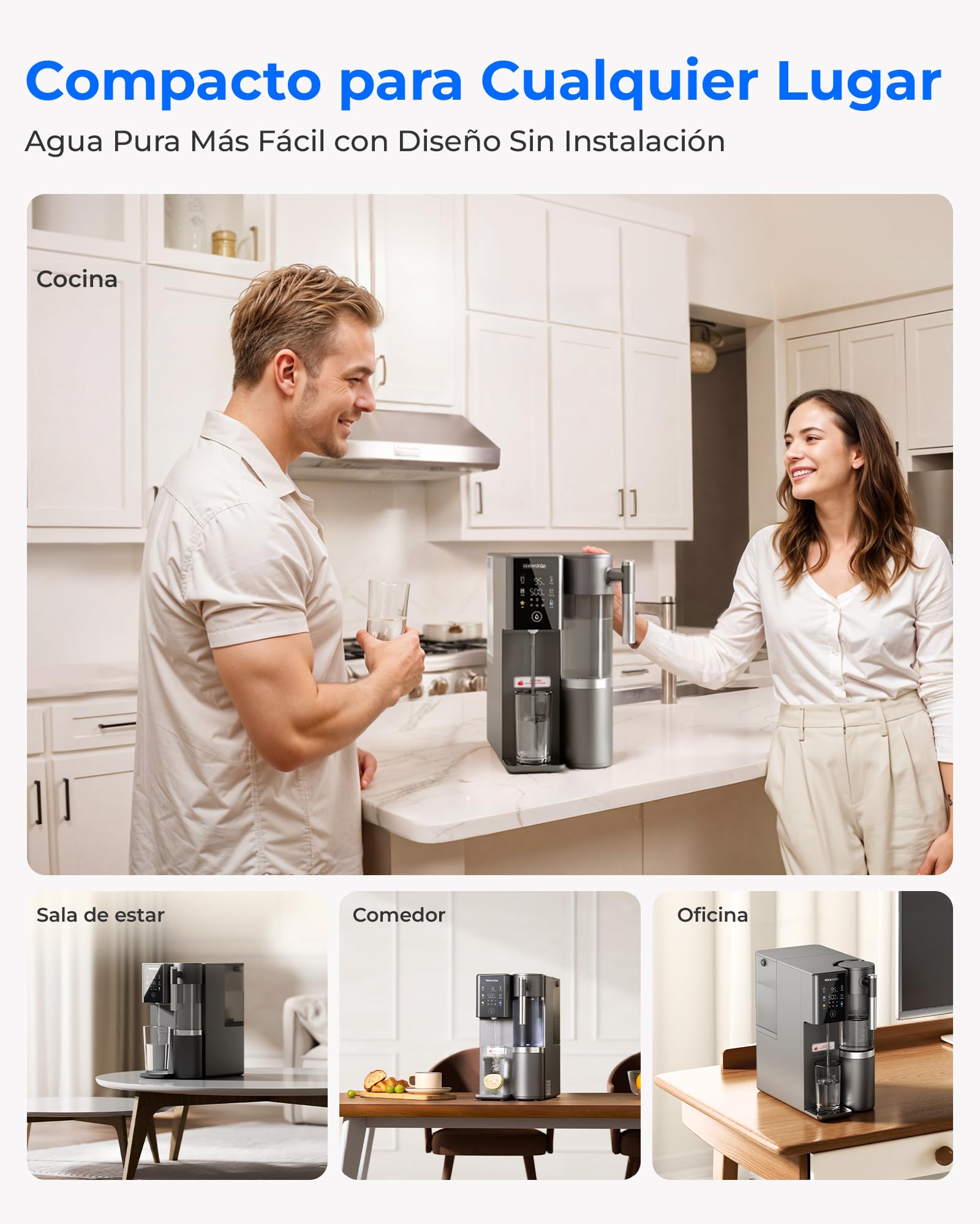 [𝐌𝐢𝐧𝐞𝐫𝐚𝐥𝐢𝐳𝐚𝐝𝐚] Waterdrop WD-A2G Ósmosis Inversa de Sobremesa, RO Caliente y Fría, Tanque Portátil, Dispensador Sin Botella, 6 Temperaturas, 3:1 Pura/Drenaje
