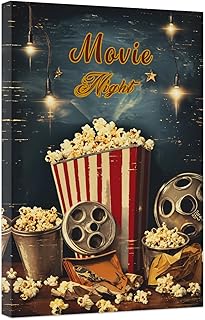 CCWACPP Movie Sign Wall Art Painting Prints Popcorn Canvas Picture Theater Decor for Home Cinema Media Room Bedroom Framed (12.00