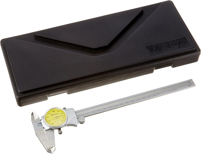505-733 D20FX Dial Caliper, 1 mm/Rev, 0 mm-200 mm, 0.01 mm | Ultra-smooth sliding, shock protection, measures outside/inside dimensions and depths & steps, 1 mm pitch per revolution