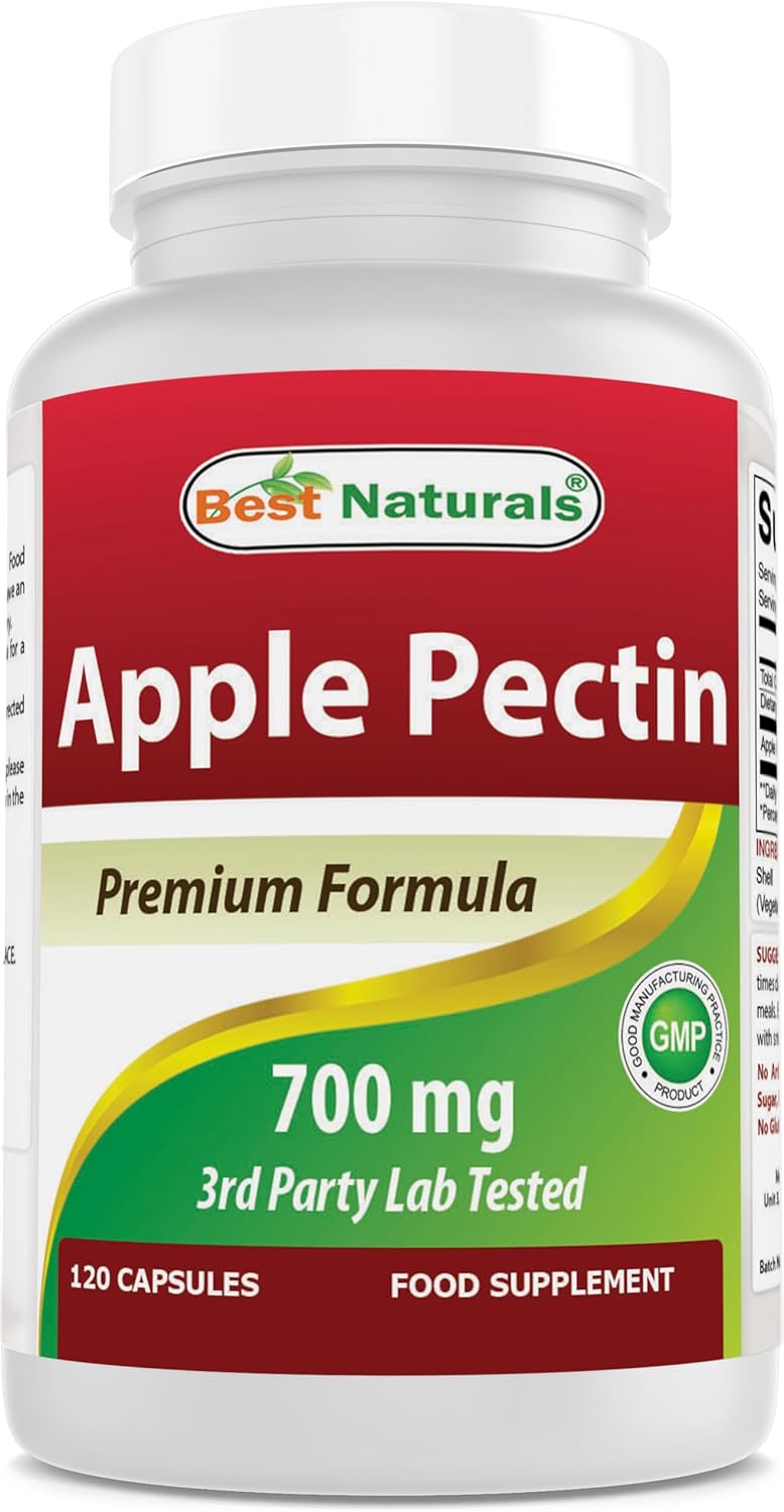 Best Naturals Apple Pectin 700 mg - Dietary Fiber - Intestinal Support - 120 Capsules (120 Count (Pack of 3))
