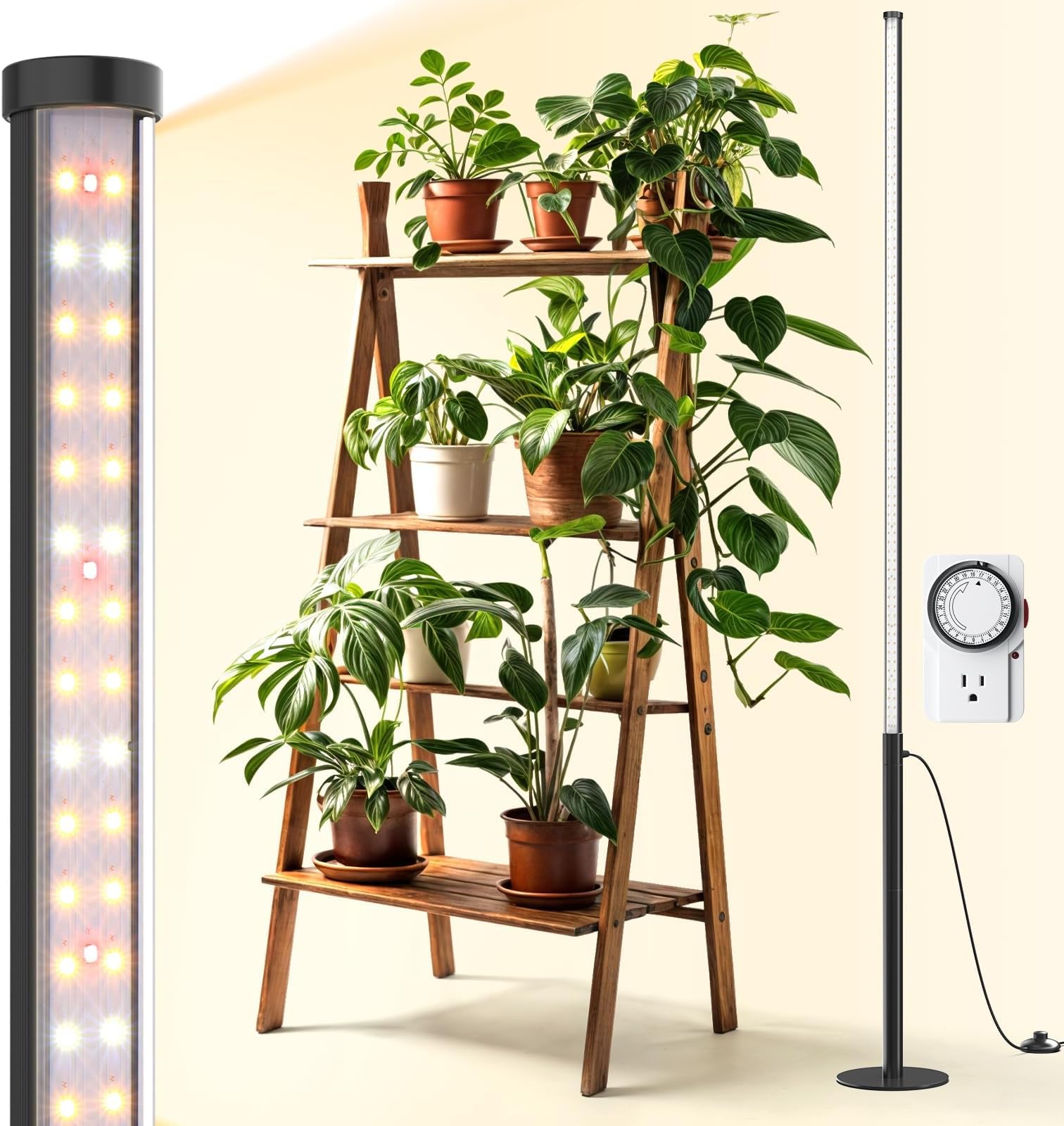 Barrina T10 Pro Standing Grow Light with Timer, 42W, 169 LEDs, Full Spectrum Vertical Grow Light for Indoor, Wide Coverage, 4FT to 5.6FT Height with Foot Switch, Ideal for Flowering and Tall Plants