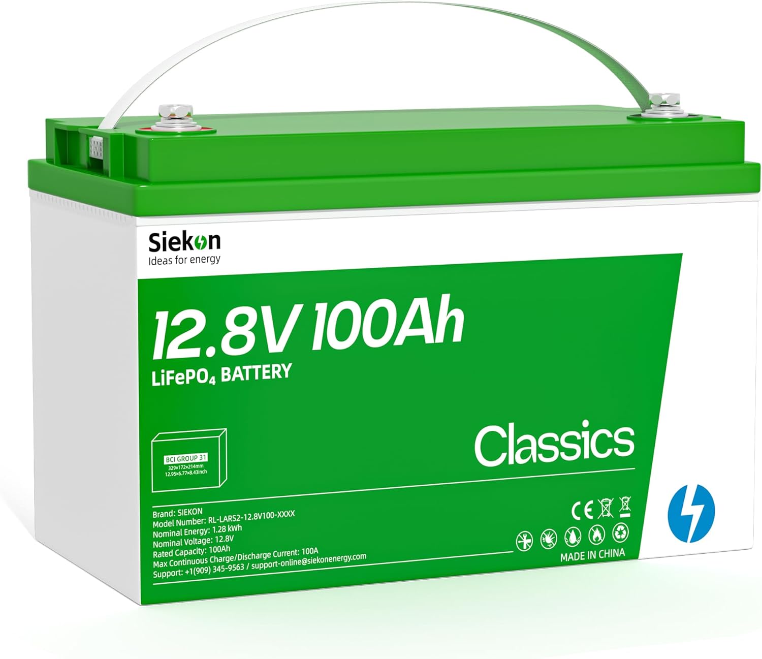 Lithium LiFePO4 Deep Cycle Battery, Low-temp Protection, 4000-15000 Cycletimes, Perfect for Homeback up Power, Solar Power, Off-Grid, Marine (12V 100Ah Upgrade)
