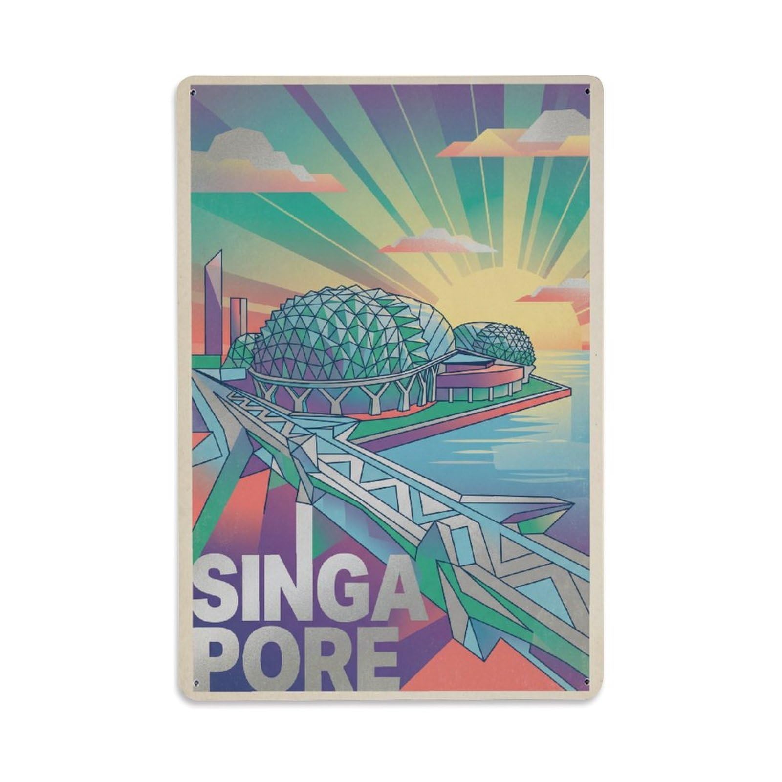 Huiyhb 8X12inch(20X30cm) Vintage Travel Singapore Esplanade Metal Tin Sign