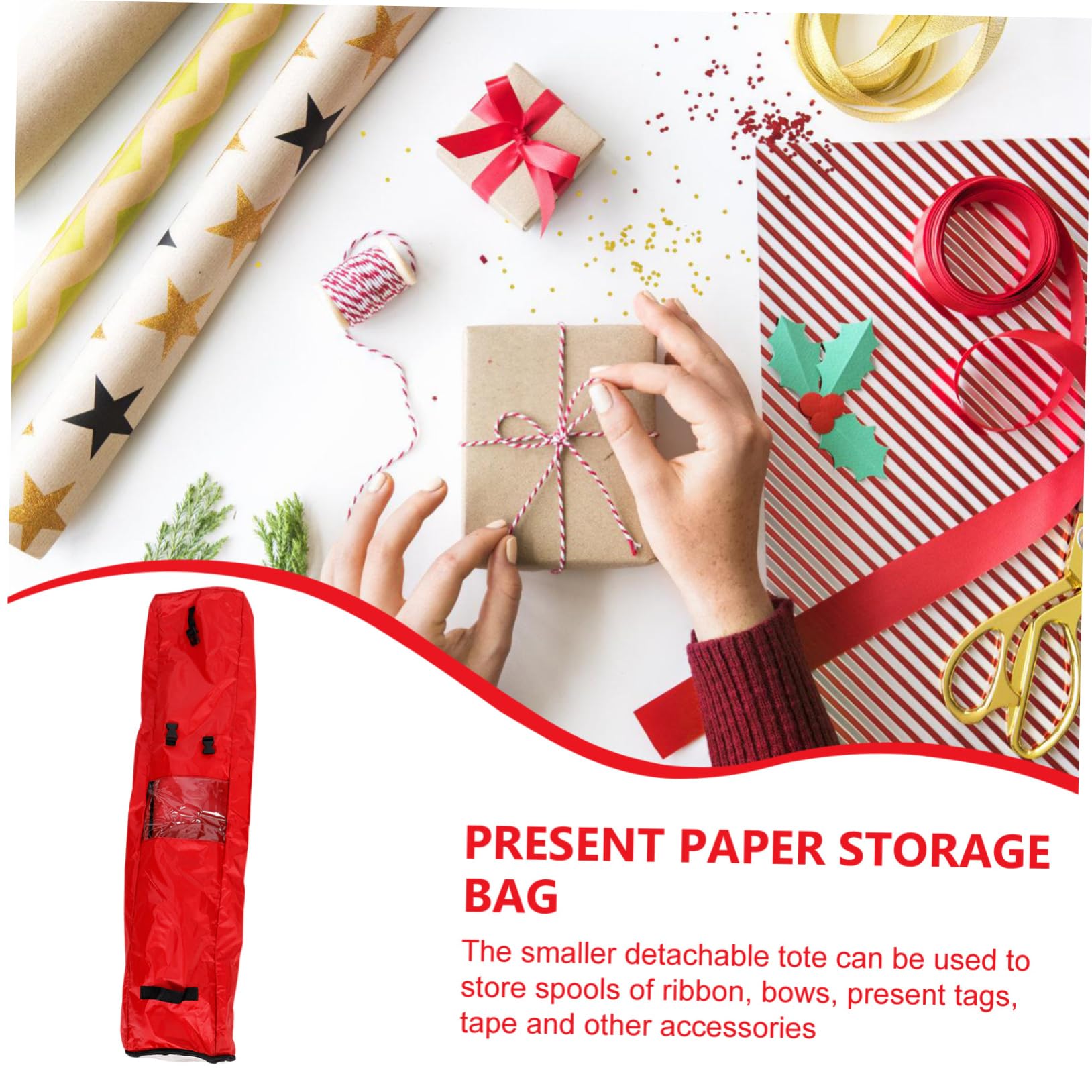 SOLUSTRE Aufbewahrungsbeutel für Geschenkpapierrollen Organizer aus Oxford Reißverschluss für Weihnachtspapier und Bänder Platzsparend und Langlebig