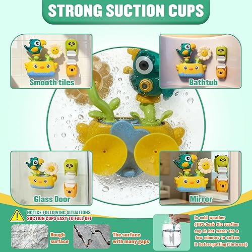 Miniatura 4 de Juguetes de baño para bebés de 1 a 3 años, juguetes de baño sin moho para niños pequeños de 2 a 4 años, bañera interactiva, agua, piscina, ducha,