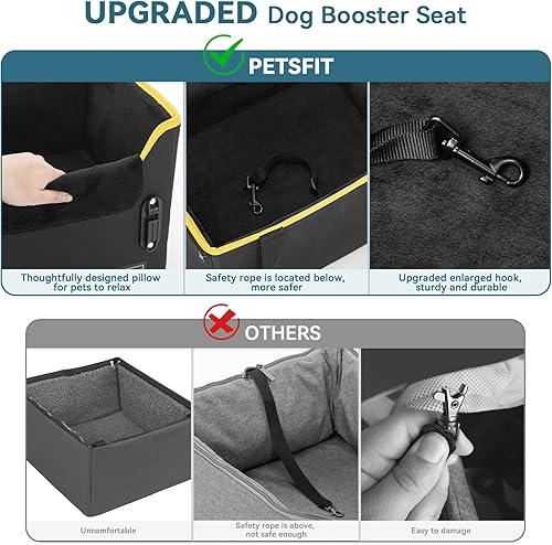 Vista 4 de PETSFIT - Asiento de automóvil para perros pequeños, portátil, con hebillas seguras patentadas, correa de clip, adecuado para mascotas pequeñas