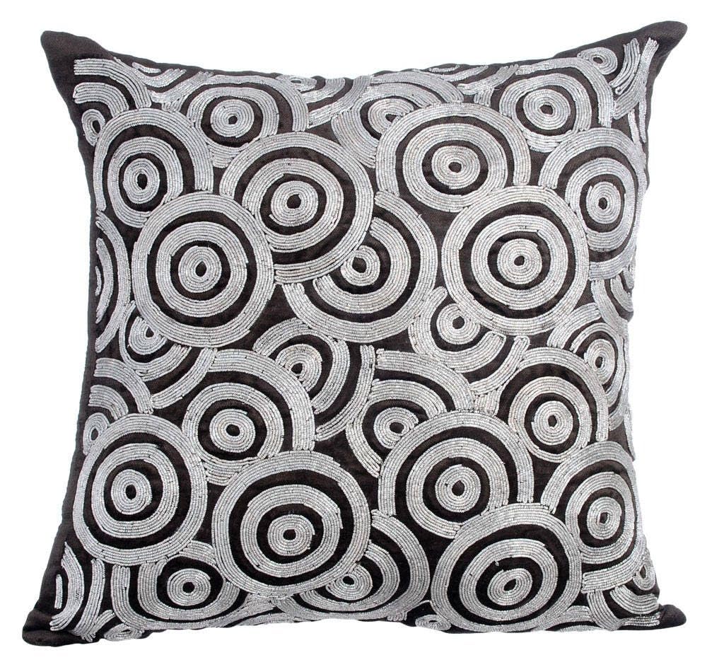 The HomeCentric Decorative Cushion Covers 40x40 cm (16x16 inch) Grey, Velvet Throw Cushion Covers, Cushion Covers - Go Silver Rings โ image 1