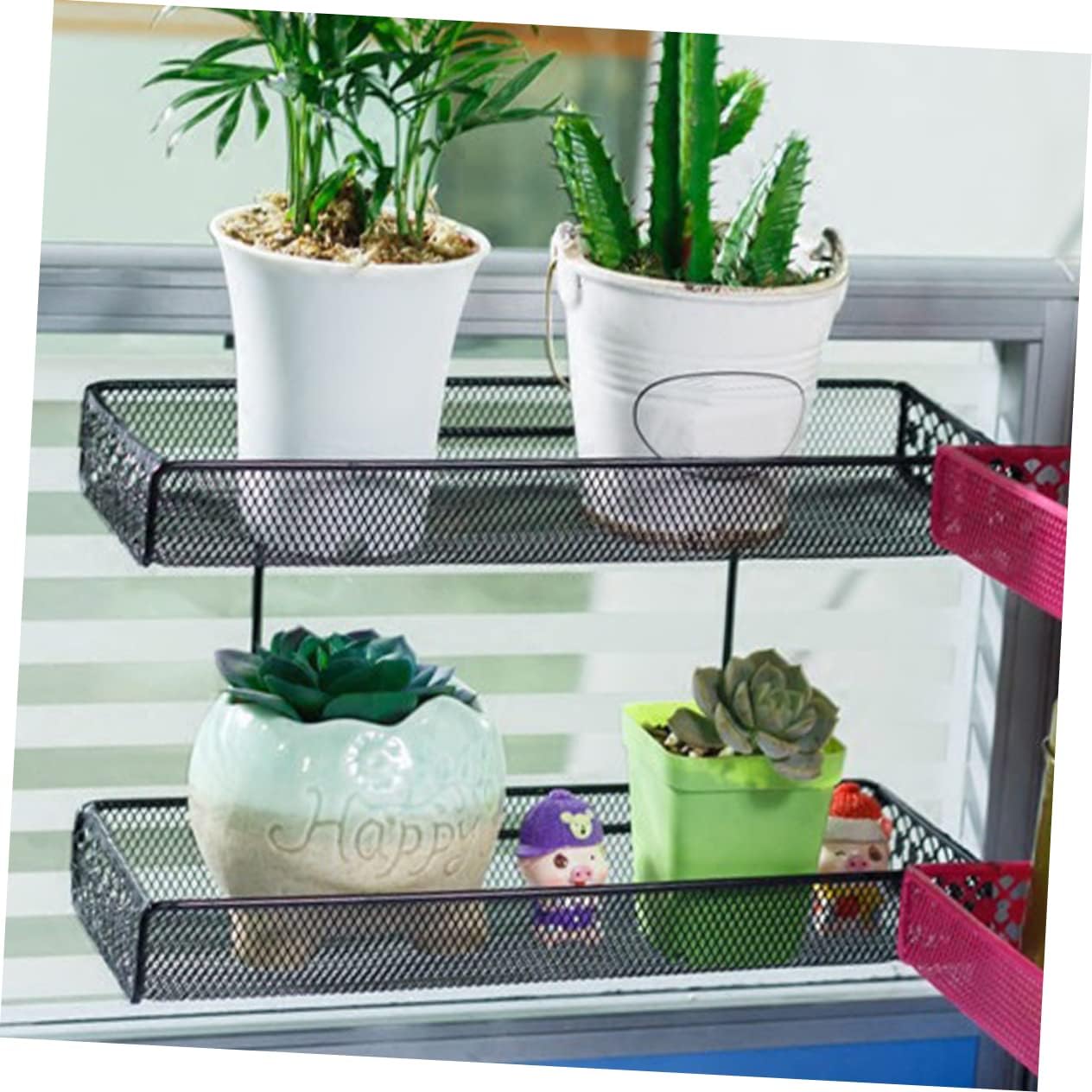 Indoor Hanging Rack Flower Pot Holder Outdoor Plant Stand Wall Hanging Desk Organizer Storage Rack Kitchen Storage Holder Sturdy Support