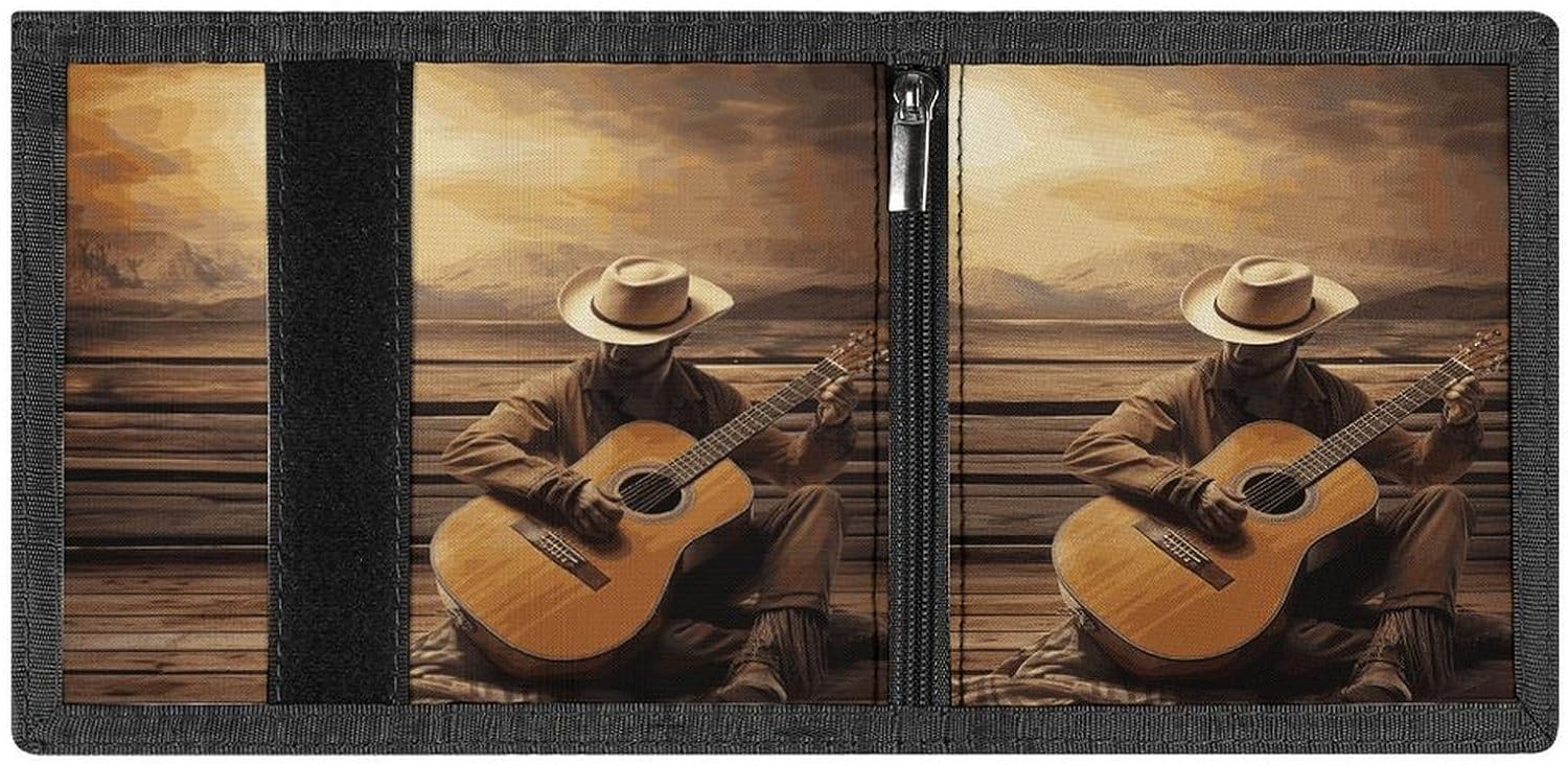 Western Music Wallet,Credit Card Holder,Three-fold Wallet for Passport Covers, Purse Passport Bag for Men Women image 4