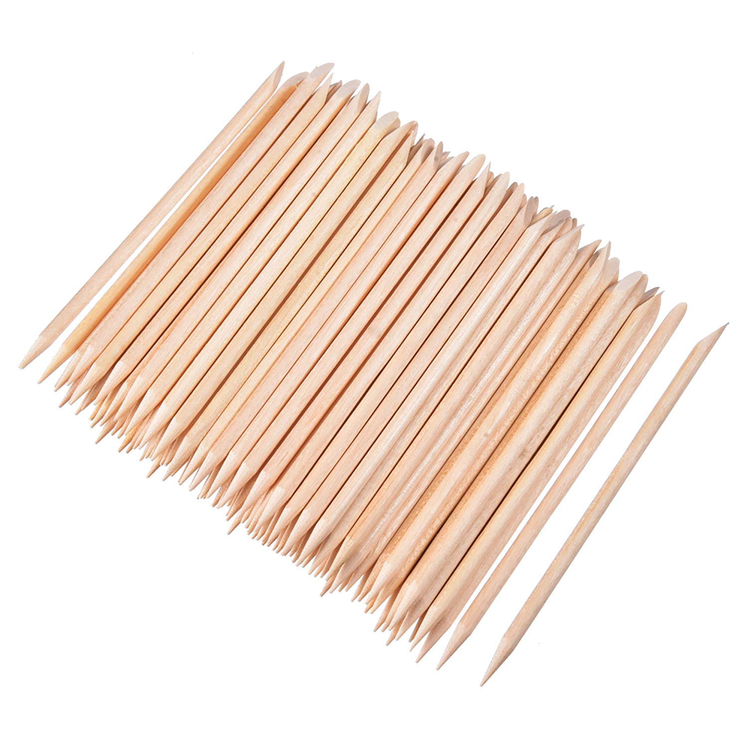 BNP 100Pcs Wood Nail Sticks Nail Art Double Sided Multi Functional Cuticle Pusher Remover Manicure Pedicure Tools
