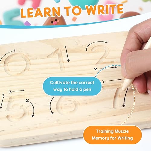 Toddler Preschool Learning Activities,Preshool Learning Toys for Toddlers 3-6, Educational Math manipulatives for Kids,Number Counting Blocks,Montessori Toys for 3-5 Year Old Boys Girls Birthday Gifts