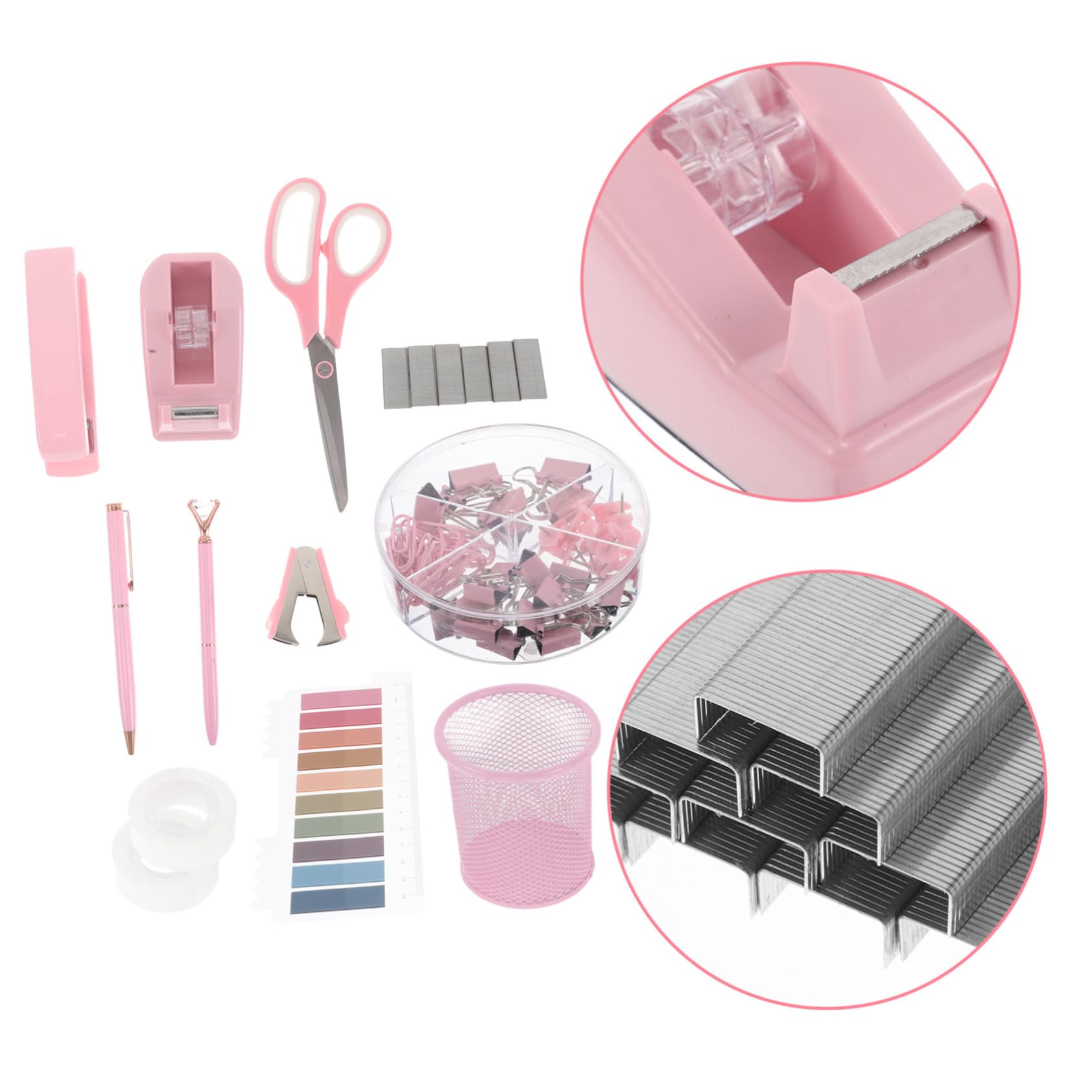 Schreibtisch set Bürobedarf mit Heftgerät Klebebandabroller und Entklammerer Modernes Design Langlebige Ausführung Stilvolle Büroaccessoires für Frauen Eleganter Arbeitsplatz