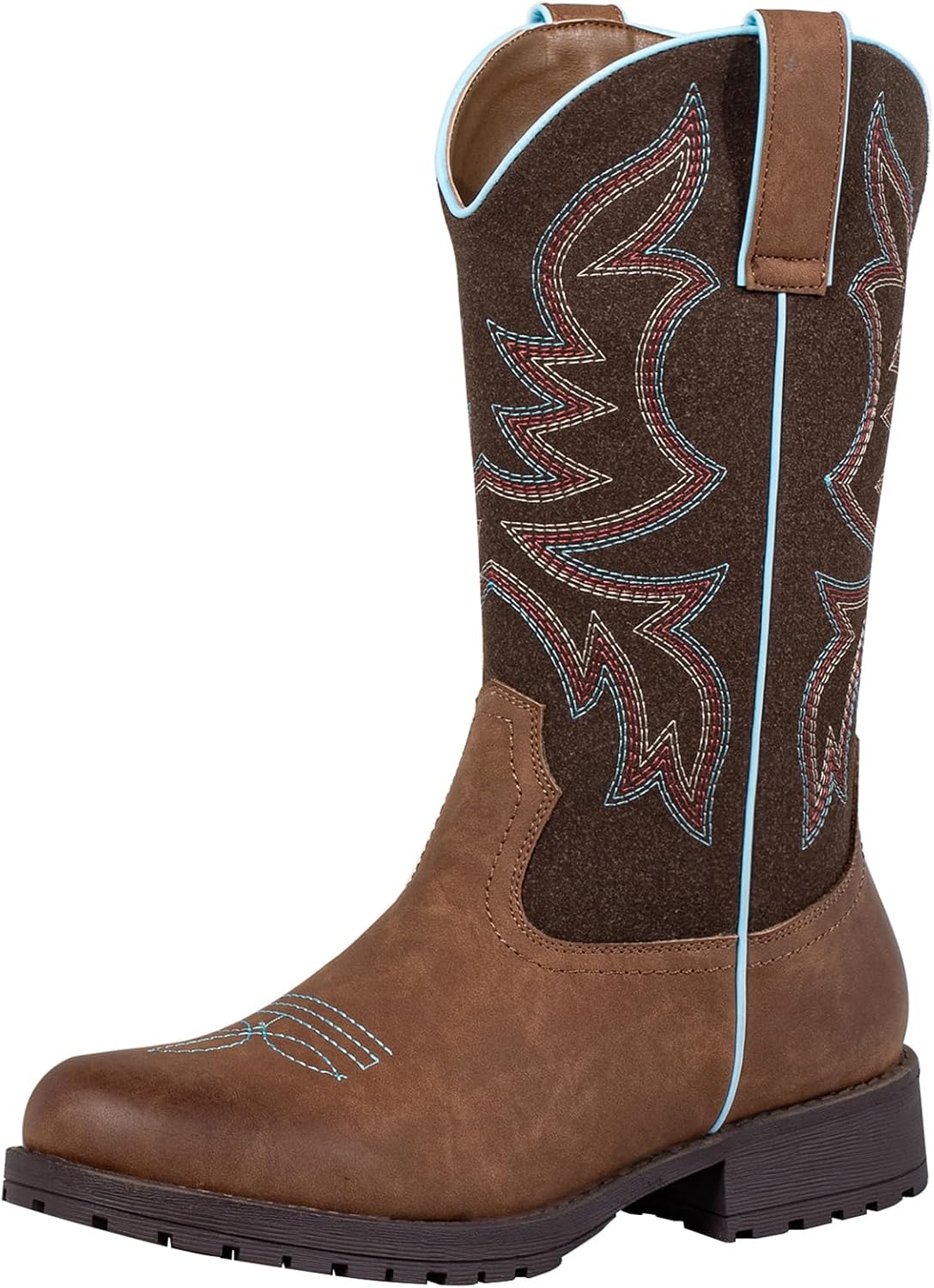Women's Cowboy Boots Mid Calf - Lightweight, Non-Slip Round Toe Western Cowgirl Work Boots with Thick Latex Insoles & Breathable Mesh Lining