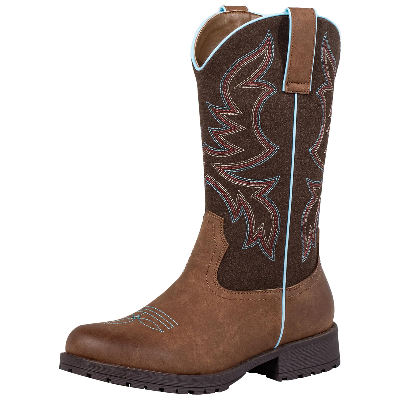 Women's Cowboy Boots Mid Calf - Lightweight, Non-Slip Round Toe Western Cowgirl Work Boots with Thick Latex Insoles & Breathable Mesh Lining-image-11
