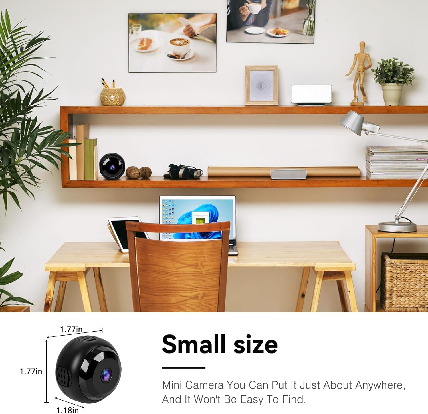 MCJ 4K Mini WiFi Camera - Indoor Security Camera with Video Live Feed, Motion Detection Night Vision, No SD Card Included, Baby/Pet Monitor, 1000mAh Battery (A10) (A10)