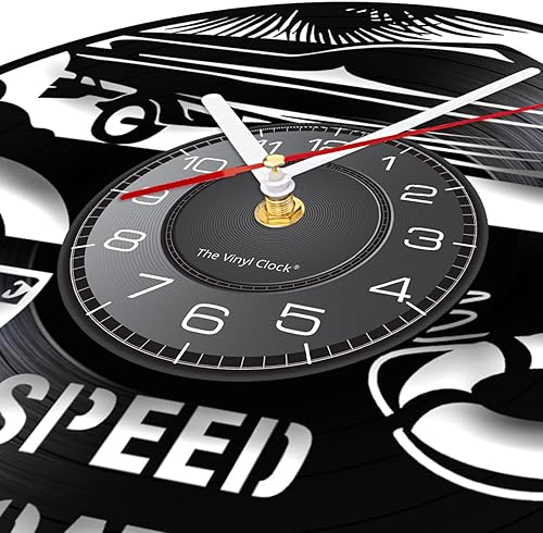 Miniatura 3 de Reloj de pared de disco de vinilo, reloj de pared de barco de velocidad, hecho de disco de vinilo real, diseño de mosquitos, lancha motora, lancha