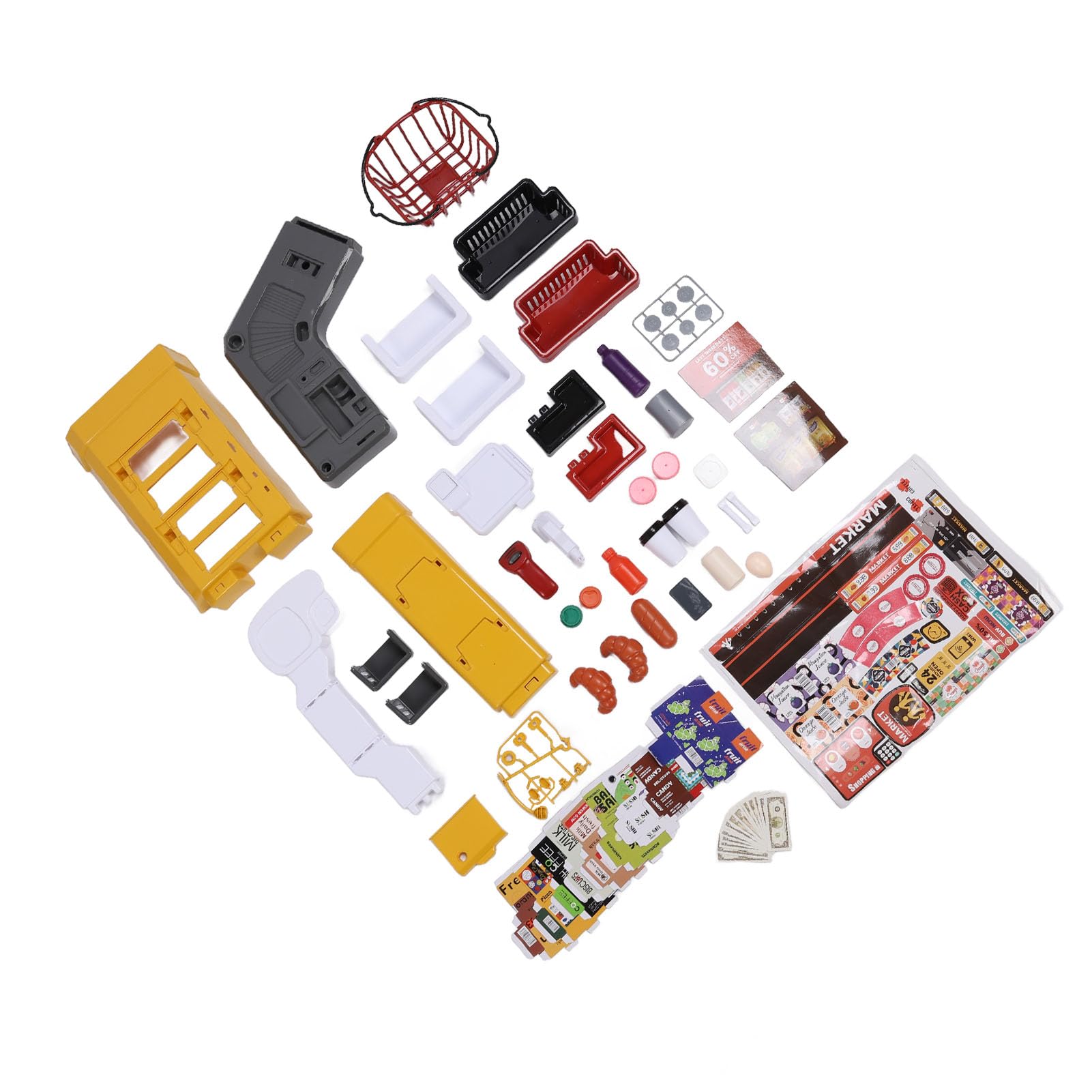 Alomejor Set da Gioco per Supermercato per Bambini, Carrello della Spesa Interattivo con Effetti Sonori e Luminosi, Gioco di Finzione, Giocattolo del Negozio di Alimentari per i più Piccoli