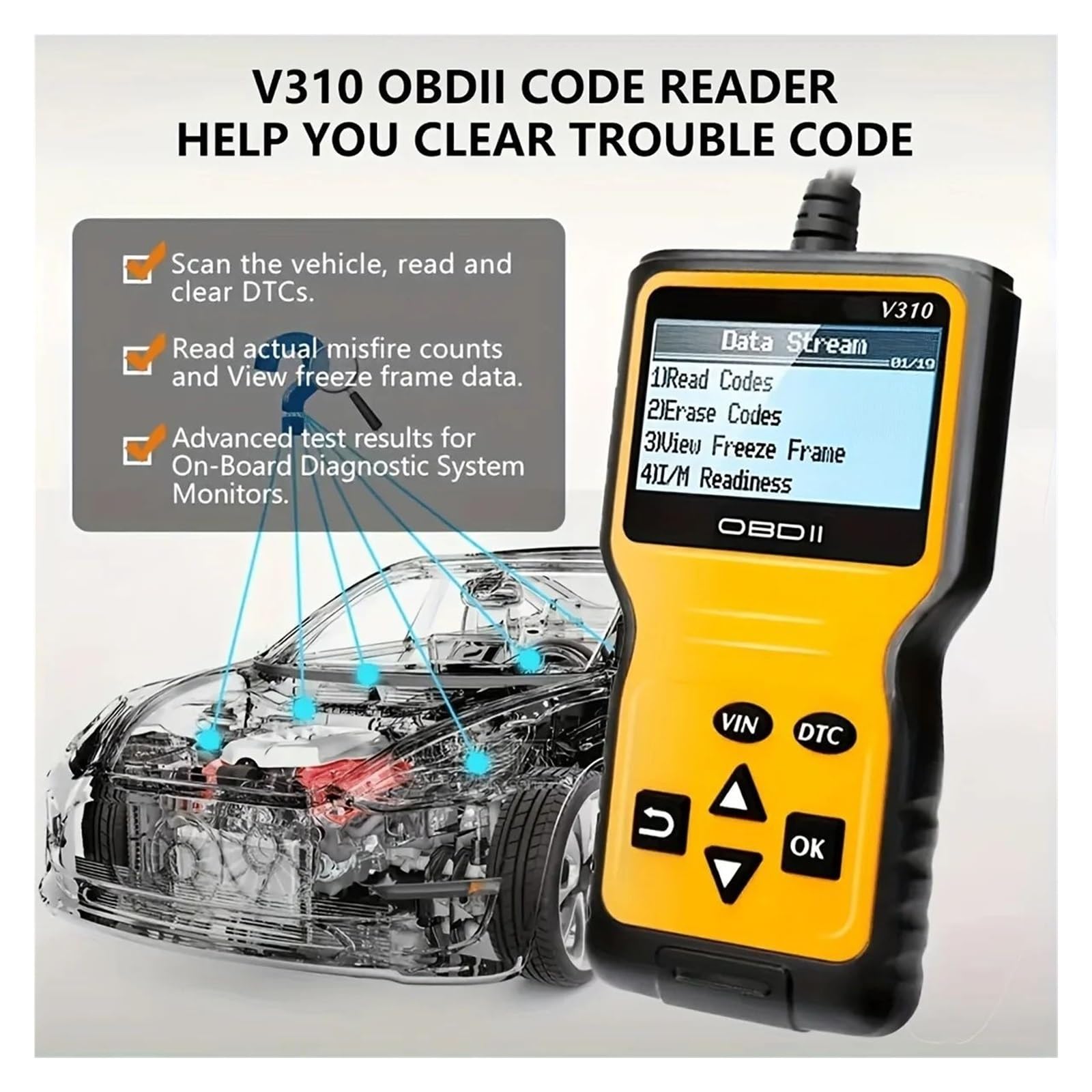Scansione del lettore di codice di errore del motore del lettore di codice dello scanner for auto OBD2