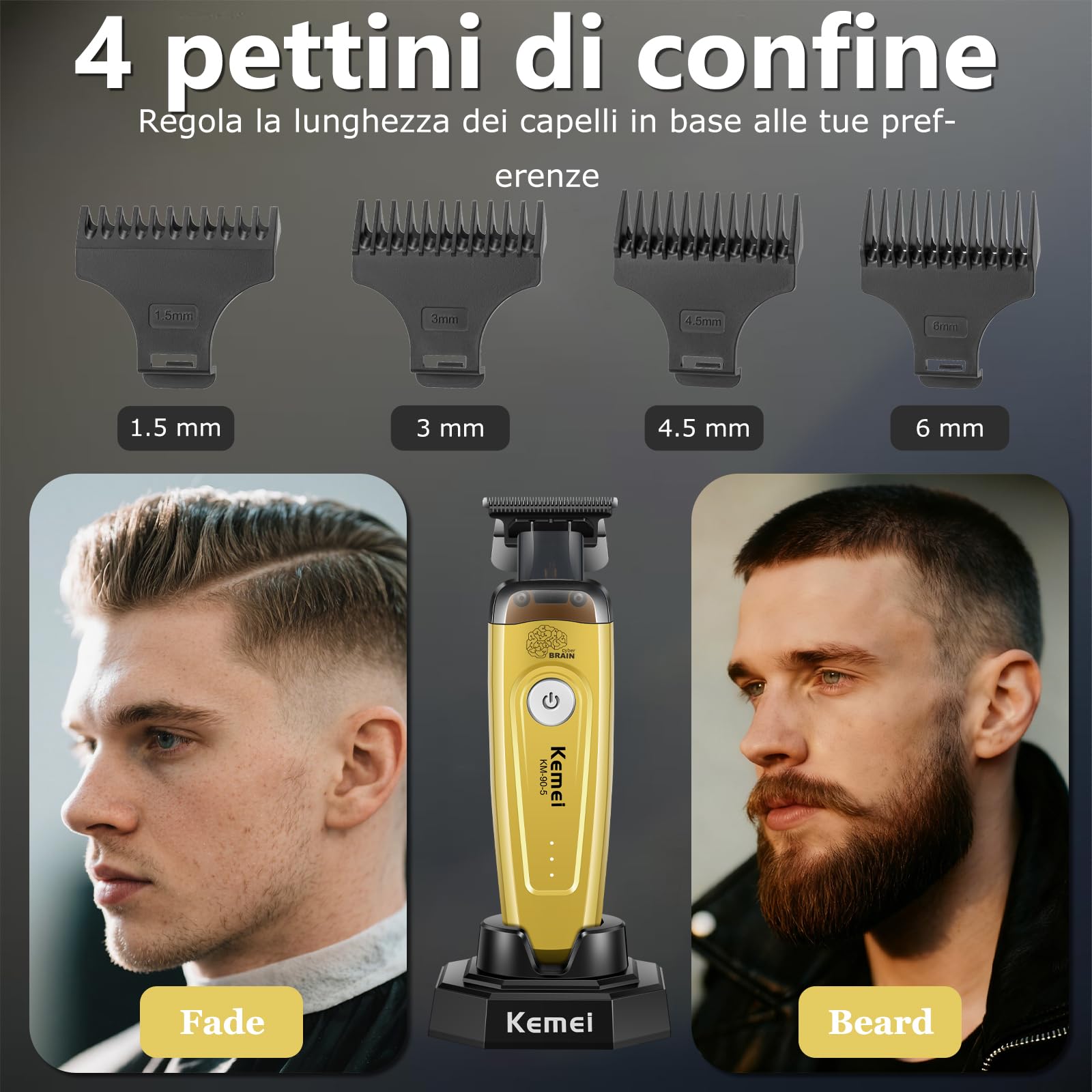KEMEI 90-5 Trimmer senza fili per capelli e barba Zero Gap Trimmer per barbieri