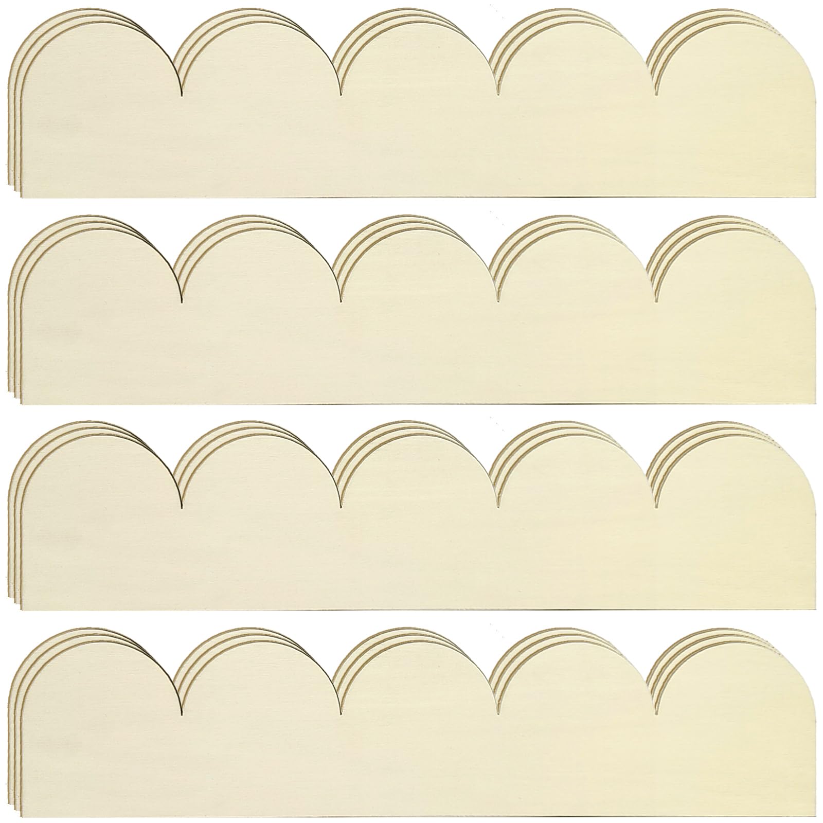 12 Pack of 15.75 Inch Unfinished Wooden Scalloped Moulding Trim Scalloped Decorative Wood Trim DIY Moulding Trim Scalloped Edge Decorative Wood Molding for Home Wall Decor, 3.54 inch in Width