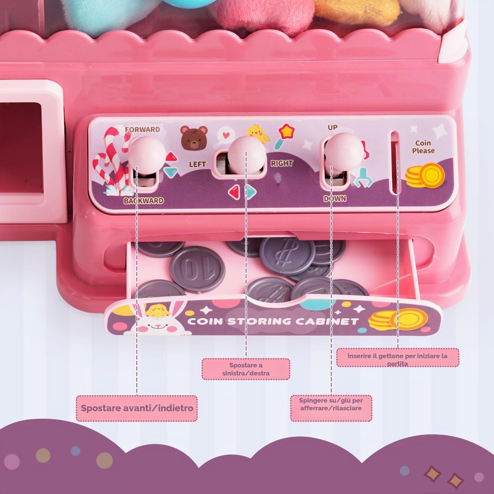 Candy Grabber Macchine ad Artigli per Bambini,Distributore Caramelle Machine con Musica, Mini Macchina per Afferrare,Regali per Bambini 3 4 5 6 7 8 Anni