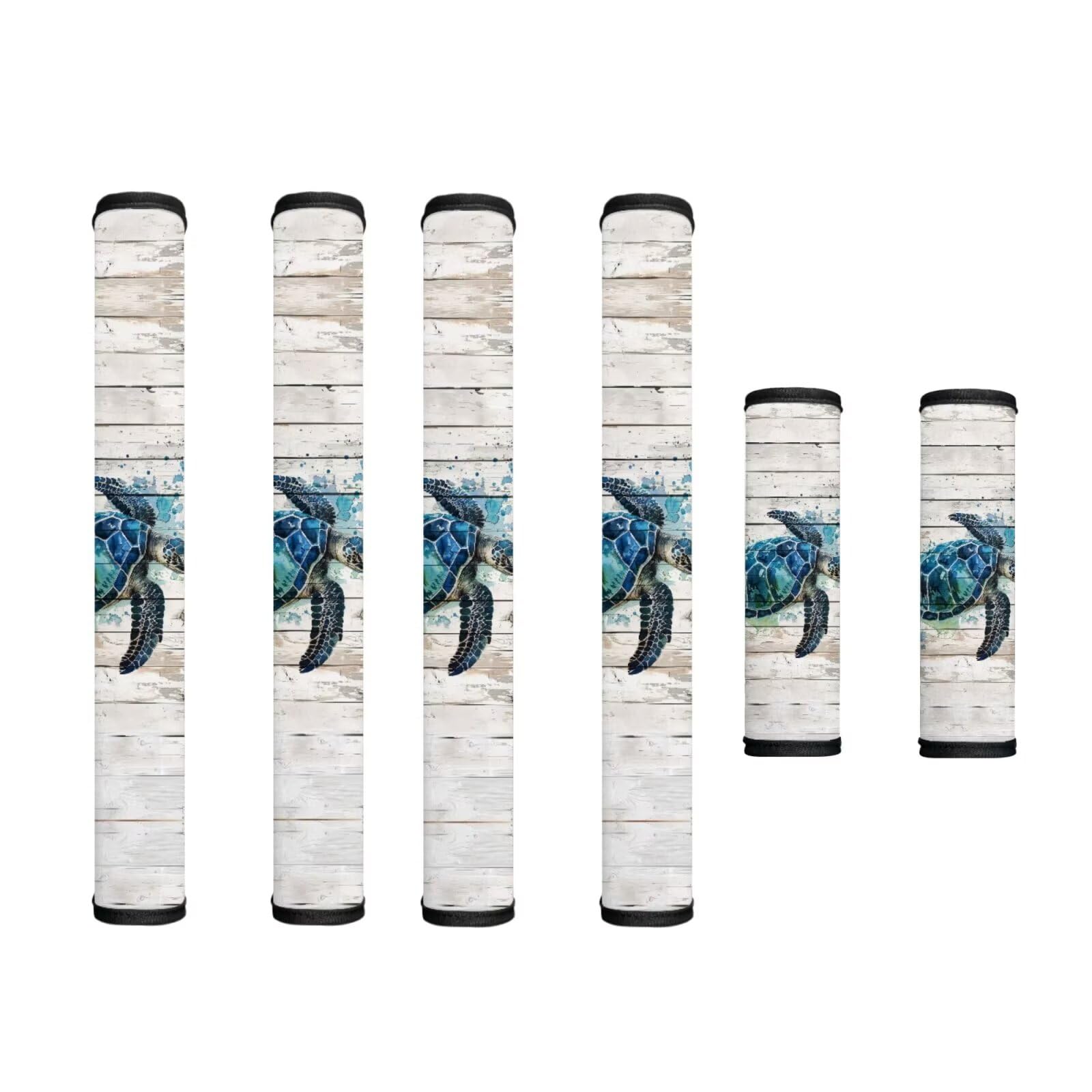 6 PCS Refrigerator Door Handle Covers Electric Appliance Handles Decor Anti-Skid Protector Gloves for Fridge Oven Kitchen Cabinet Home Decor, Watercolour Sea Turtle Wood Grain White