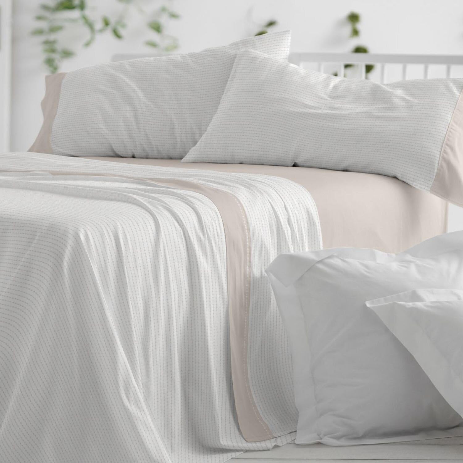 Burrito Blanco | Juego de sábanas | Cama de 135cm. (+Medidas Disponibles) | Diseño 550 | Color Arena (135x190/200cm.)
